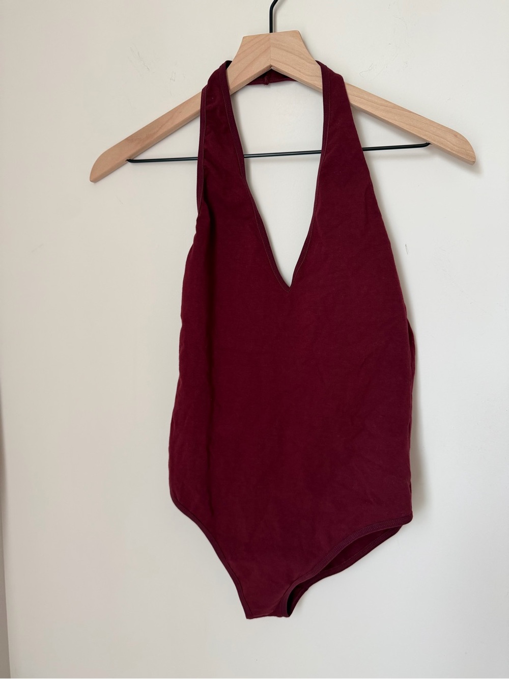American Apparel burgundy Halter cotton Bodysuit